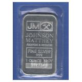 1 oz. Johnson Matthey Silver Bar