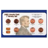 1982 Lincoln Cent - 7 Variety Set