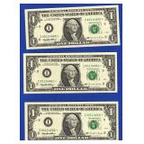 (5) 1995 $1 Consecutive Star Notes