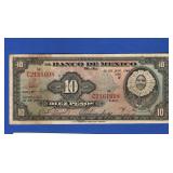 1940 Mexico 10 Pesos Note