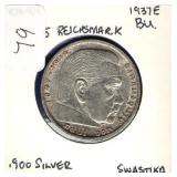 German 1937-E 5 Reichsmark German 1937-E 5 Reichsmark