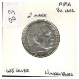 German 1939-A 2 Reichsmark German 1939-A 2 Reichsmark