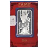 2014 Pamp Suisse 1 oz. Silver Bar