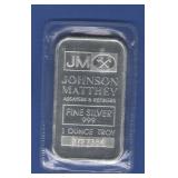 1 oz. Johnson Matthey Silver Bar