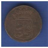 1781 Netherlands Indies Coin VOC Duit Zeeland