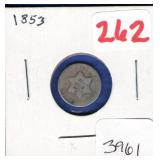 1853 Silver Three Cent (Trimes)