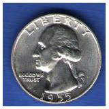 1955-D BU Washington Quarter