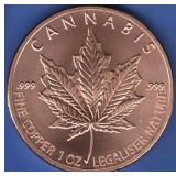 1 oz. Cannabis Copper Round 1 oz. Cannabis Copper Round