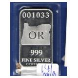 1 oz. OREGON Silver Bar