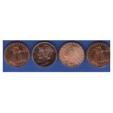 (4) 1/4 oz. Copper Rounds