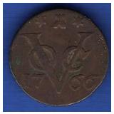 1766 Netherlands Indies VOC Duit Zeeland 1766 Netherlands Indies VOC Duit Zeeland