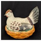 Vintage Hand-painted Hen On Nest