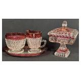 Five Piece Flashed Ruby Glass