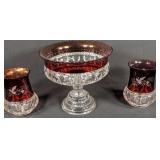 Three Piece Flashed Ruby Set