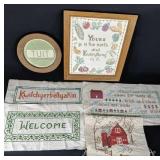 Eight Vintage Cross Stitched Tapestries