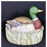 Hand Painted Duck On Nest Dish