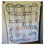Hand Stitched Double Wedding Ring Quilt