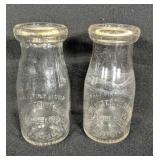 Pair Of Half Pint Walnut Grove Milk Bottles