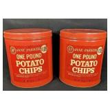 Two Jane Parker Potato Chip Tins