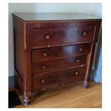 Antique Four Drawer Flame Mahogany Veneer Chest