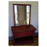 Red Two Drawer Dresser With Mirror