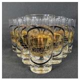 Ten North American Can Lines Highball Glasses