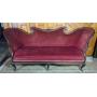 Antique Carved Mahogany & Red Velvet Sofa