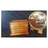 Wooden Jewelry Box & Mirror