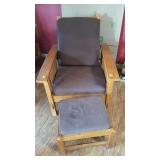 Wooden Chair & Ottoman