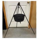 Gate Marked 3 Leg Cast Iron Cauldron and Stand