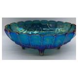 Carnival Glass Footed Fruit Bowl