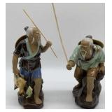 (2) Vintage Asian Glazed Pottery Figurines