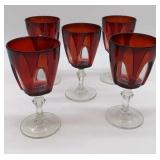 (5) Red Ruby Gothic Arch Stem Cordials