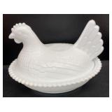 Milk Glass Hen on a Nest