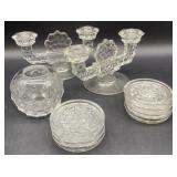 Fostoria Candleholders and Coasters