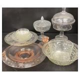 Pink Depression Glass and Cut Glass