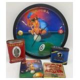 Tobacco Advertising Tins and Clock