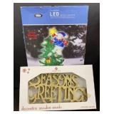 Christmas LED Decor and Wood Sign
