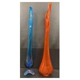 (2) 34 inch Blown Glass Vases
