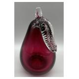 Vintage Cranberry Blown Glass Apple Paperweight