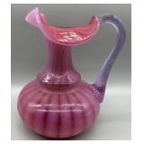 Fenton Cranberry Opalescent Rib Handle Vase