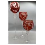 Glass Stemmed Candleholders - Set of 3