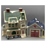 (2) Dept. 56 Snow Village Houses w/Boxes (2) Dept. 56 Snow Village Houses w/Boxes