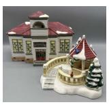 (2) Dept. 56 Snow Village Houses w/Boxes (2) Dept. 56 Snow Village Houses w/Boxes