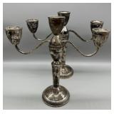 Pair of Sterling Silver Weighted Candelabras