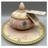 Fenton Burmese Vanity Tray and Powder Box Fenton Burmese Vanity Tray and Powder Box