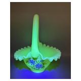 Fenton Uranium Custard Glass Basket