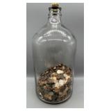 Glass Jug w/Coins