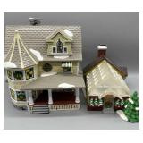 (2) Dept. 56 Snow Village Houses w/Boxes (2) Dept. 56 Snow Village Houses w/Boxes