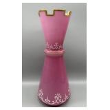 Vintage Pink Handpainted Art Glass Vase Vintage Pink Handpainted Art Glass Vase